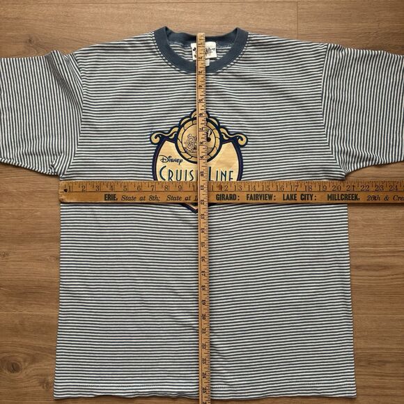 Vintage Y2K Disney Cruise Line 2001 Mickey T Shirt Stripe Size M Single Stitch - Picture 6 of 7